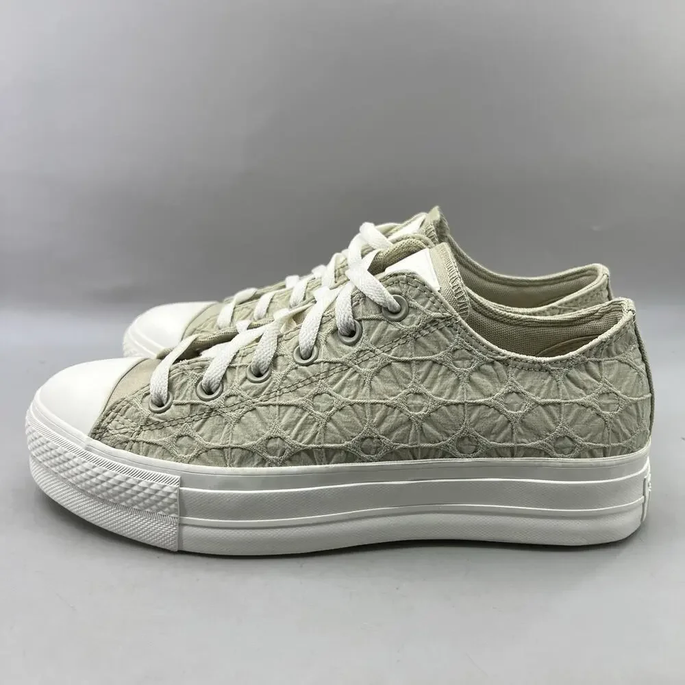 Converse All Star Lift Platform Low Shoes Women Size 9 Green White Sneakers NEW